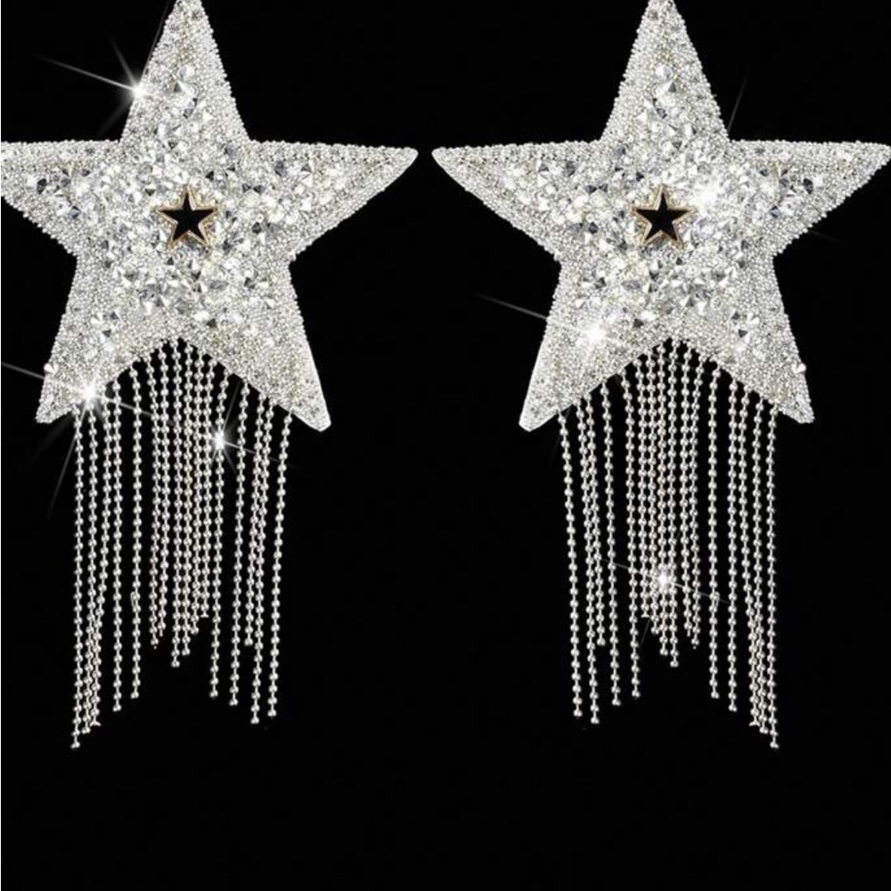 Star-Shaped Rhinestone Pasties with Tassels